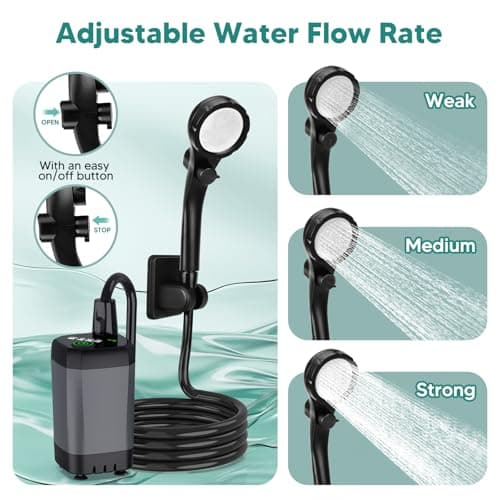 Portable Shower for Camping, Rechargeable, Outdoor Electric Shower Kit — view 6