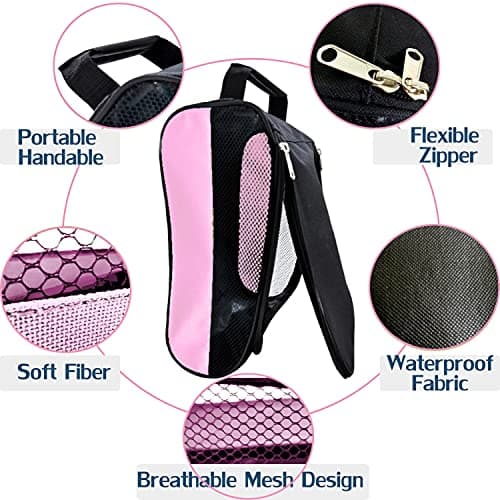 Getfitsoo Golf Shoe Bag, Golf Shoes Bags Men/Women Outdoor Zippered Carrier Bags with Ventilation Sport Shoes Bag Travel Shoe Bags, Light Pink, Common — view 5