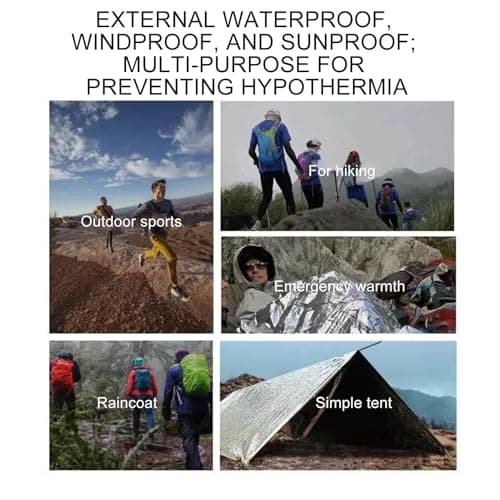 Thermal Blankets Survival - Warm Aluminum Foil Survival Gear | Outdoor Body Insulation Blankets,for Hiking Backpacking Outdoor Travel Car Tent Winter Cold Weather Homeless — view 4