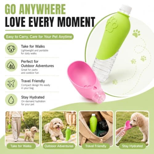 Portable Travel Pet Hydration Cup 2Pcs, Silicone Leak Proof Dog Water Bott — view 4