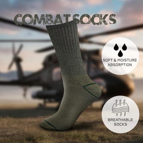 Molten Creek® Men Combat Green Socks, Military Boot Thermal Socks, Comfortable and Lightweight, Casual & Workwear, Outdoor Socks, Regular, Loose Top, Adults, Pack of 6 — view 3