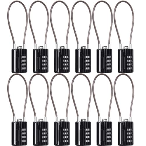 SEPOX® Combination Extra Long Cable Padlock 12-PK, Resettable 4-Digit Black