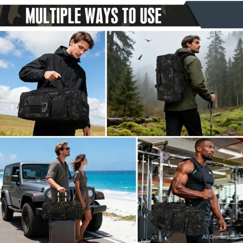 TONRUYN Tactical Gym Bag Mens 40-45L Expandable Sports & Travel Duffel Bag — view 2