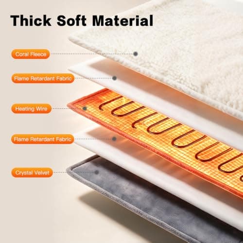 Electric Foot Warmer Heightened, Heated Foot Warmer for Women Separated Electric Feet Warmers with Elastic Strap, Quick Heat up 6 Temperature Levels & 4 Timer for Cold Feet, Machine Washable, Grey — view 6