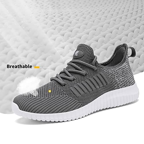 SK·TRIP Women's Walking Shoes Lightweight Breathable Flying Woven Mesh Upper Casual Jogging Shoes Ladies Tennis Shoes Workout Footwear Gym Sneakers for Women, Grey Mixed, 6 UK — view 3