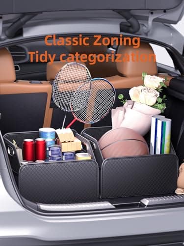 Qirc PU Leather Car Boot Organiser, Foldable Boot Storage Tidy Box for SUVs — view 5
