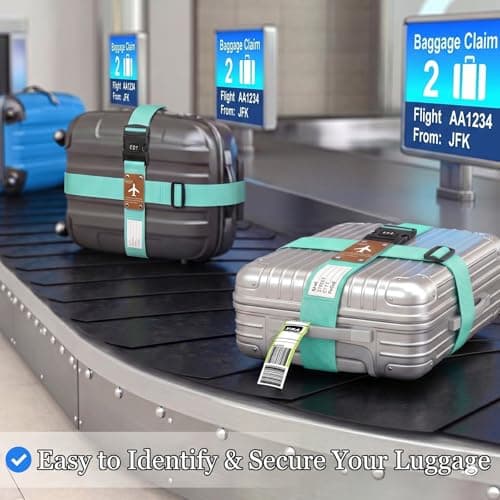 SUWEIR Luggage Straps Set (2 with Lock), Adjustable Suitcase Belts — view 6
