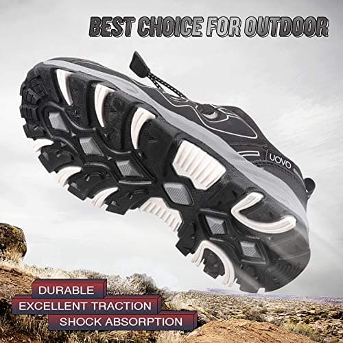 UOVO Boys Trainers Kids Walking Shoes Low-Top Sneakers Children Waterproof Trekking Hiking Footwear Running Shoes Black Silver Size 4 UK — view 2