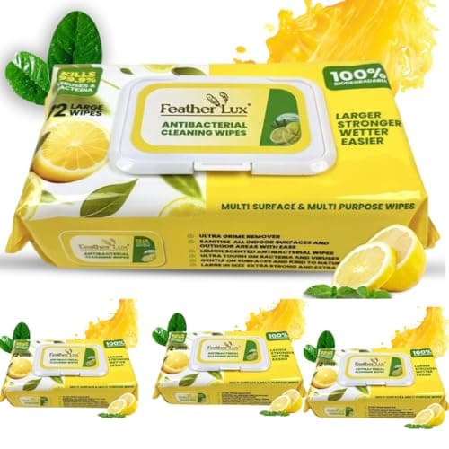 Antibacterial Wipes 04 Pack Lemon Scent - Multi Surface Cleaning Wipes