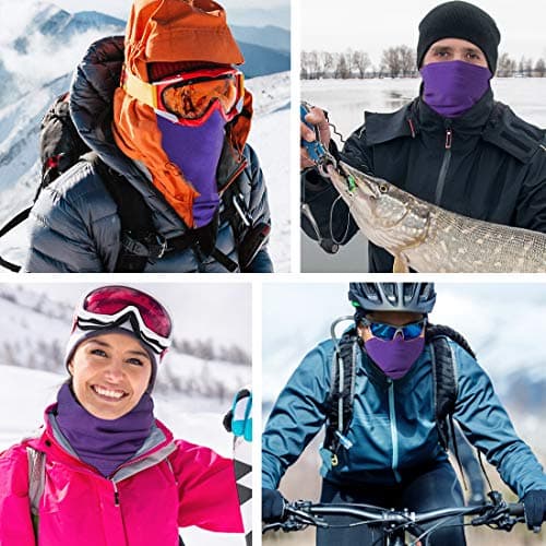 HEGCOIIE Neck Warmer Snood for Men & Women,Winter Neck Gaiter Fleece Bandana Face Covering Mask Windproof Neck Scarf Neckwear for Outdoor Sports Motorcycle Skiing Running Cycling (Purple) — view 6