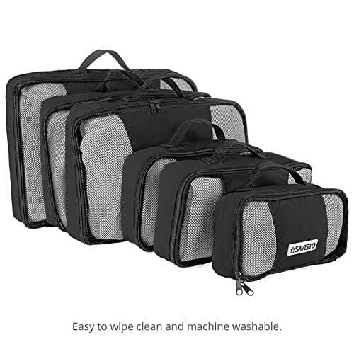 Savisto Packing Cubes 6 Piece Set, Durable & Lightweight Travel Essentials For Suitcases - Includes 1 XL, 2 L, 2 M, 1 S - Available in 8 Stylish Colours - Black — view 4