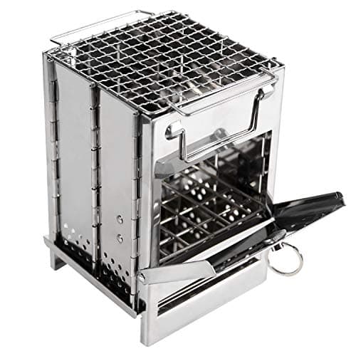 REDCAMP Camping Wood Burning Stove, Stainless Steel Portable Foldable Stove