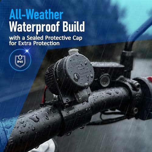 Cliff Top Motorcycle USB Charger Dual USB Port 6A 36W Waterproof Phone Charger with PD USB-C & QC 3.0, Magnetic Power Switch, Heavy Duty, Battery Drain Prevention — view 4