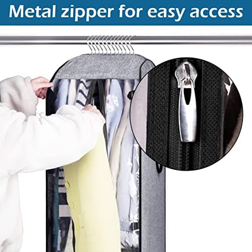 MISSLO 50" Garment Carrier for Suit Travel Dress Moving Bag for Hanging Clothes Covers with strong Oxford Fabric Suit Carriers for Women and Men, Grey — view 5