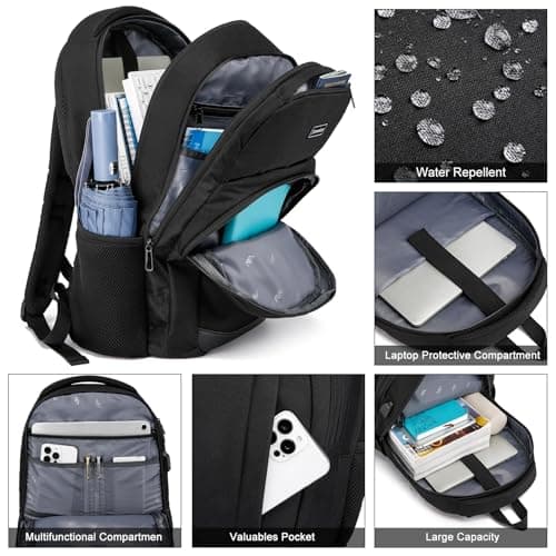 YIORMIOR Backpack Men Women School Bags for Boys Girls, Laptop Backpack with USB Charging Port, Business Travel Anti Theft Durable Laptop Bag,Water Resistant Fits 17.3 Inch Laptop — view 6