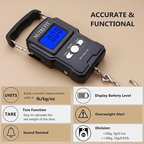 NUTRI FIT Digital Luggage Scale with Hanging Hook, 110lb/50kg, Black — view 4