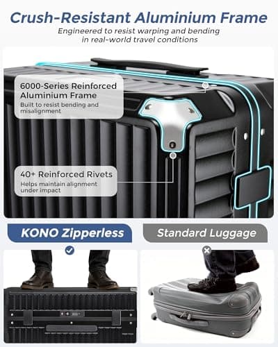 Kono 20 Inch Cabin Suitcase with Cup Holder, 39L PC Carry On Luggage — view 4