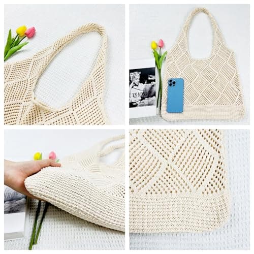 MUNSKT Crochet Boho Tote Bag - Shoulder Beach Tote - Woven Mesh Shopping Bag for Women's Summer Vacation — view 2