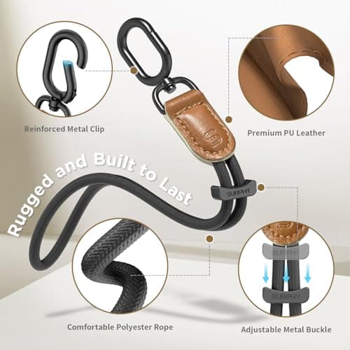 SURPHY Leather Strap for Phone, Adjustable Stylish Anti-Theft Wrist Lanyard — view 3