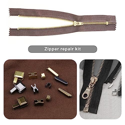 ECSiNG 20 Sets Zip Repair Kit #3#5#8#10 Metal Zipper Latch Slider Retainer Insertion Pin Zipper Bottom Stopper for Clothes Backpack Tents Luggage 5 Colours — view 4