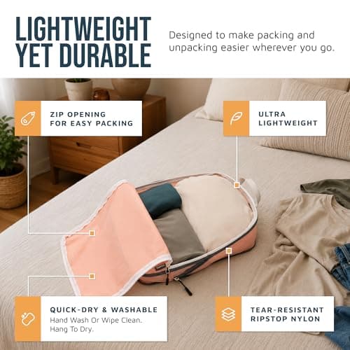 Large Packing Cubes for Travel-Extra Large Compression Packing Cube Luggage Organizers 7 Piece Set-Ultralight, Expandable/Compression Bags for Clothes by TRIPPED Travel Gear (Dusty Rose), XL — view 3