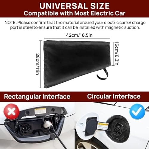 PSLER Car Ev Charger Cover Waterproof All Weather Magnetic Adhesion Black — view 2