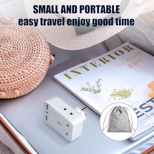 UK to European Plug Adaptor with 3 USB Ports(1 20W USB C Ports) and 2 Shaver Adapter Plug for Universal Shaver/Toothbrush, European Plug Adapter for Germany Spain Greece Iceland Poland etc (Type E/F) — view 6
