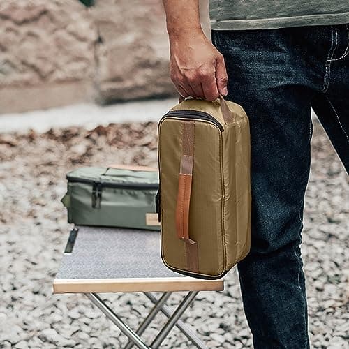 TRIWONDER Camping Utensils Storage Bag Camping Gadgets Cutlery Tableware Pouch Cooking Utensil Organizer Portable Toiletry Wash Bag for Travel Picnic Barbecue (Khaki) — view 6