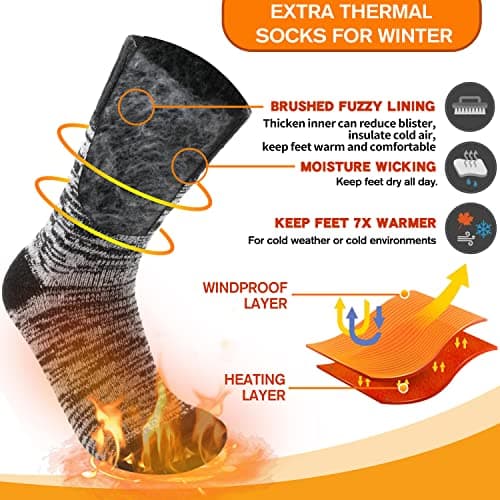 Welwoos Heated Thermal Socks for Women Winter Warm Ski Thick Boot Insulated Gift Socks Stocking Fillers for Women 3 Pairs (Purple & Blue & Grey B,L) — view 4