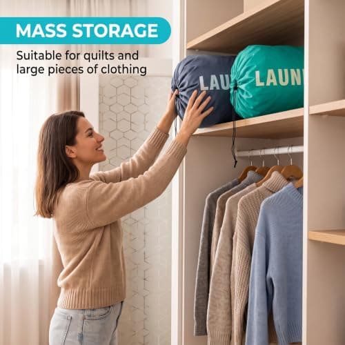 Kaaeiccr Travel Laundry Bags, 2 Pcs Large Drawstring Oxford Storage Pouches — view 3