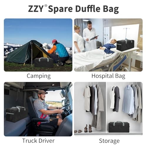 ZZY 35L Foldable Travel Duffle Bag, 22-Inch Packable Small Duffel Bag Lightweight Holdall for Camping, Storage, Travel-Black — view 6