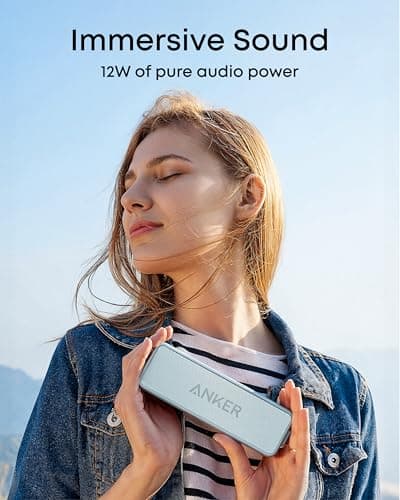 Anker Soundcore 2 Portable Bluetooth Speaker with 12W Stereo Sound, BassUp, IPX7 Waterproof, 24-Hour Playtime, Wireless Stereo Pairing, Speaker for Home, Outdoors, Travel (Baby Blue) — view 3