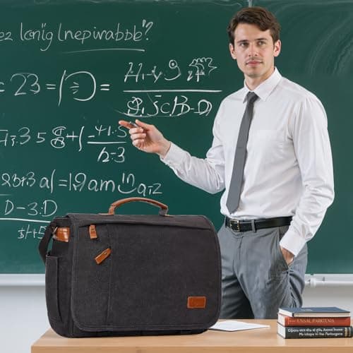 Estarer Laptop Satchel Messenger Bag 17.3 Inch Mens Large Teacher Shoulder Bag for Work Office School — view 3
