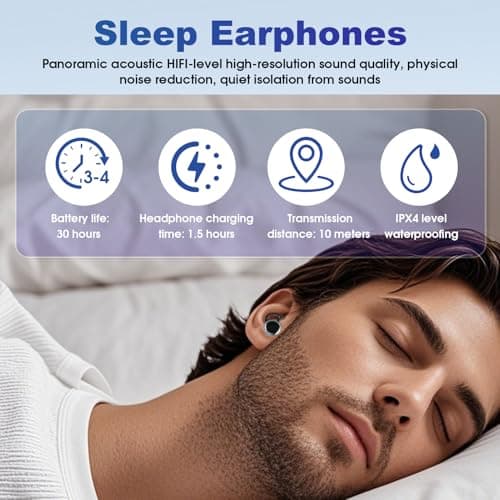 Sleep Earbuds for Side Sleepers, Wireless Bluetooth 5.4 Mini Earphones — view 3