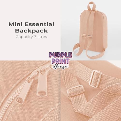 Purple Print House Pink Bows Girls Personalised Mini Backpack Custom Name Back To School Nursery Infant Toddler Holiday Bag, One Size, Black — view 6