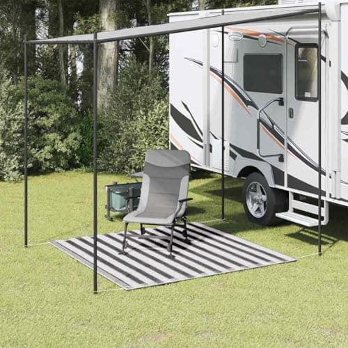 LoogCape Tent Rug 200 x 200 cm Anthracite White Weatherproof Breathable Easy to Cut to Size for Camping Hiking Outdoor Festival Beach Trekking with Eyelets and Mounting Hooks