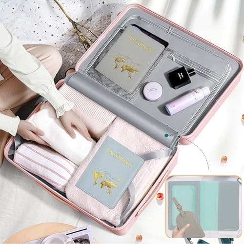 ZDNT 4 Pcs Passport Cover and Luggage Tag,Passport Holder,Passport Cover Luggage Tag Set,PU Leather Passport Holder Travel Wallet Case Organiser for Passport Credit Card Business ((Blue, Grey)) — view 6