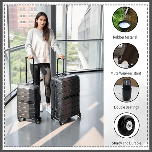4Pcs Luggage Replacement Wheels, 45x18mm Universal Suitcase Wheels, Rubber Replacement Trolley Swivel Caster, Luggage Cart Wheels, Suitcase Repair Kit with Bearings — view 4