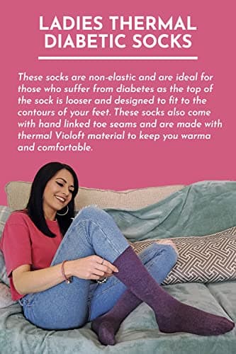 3 Pack Ladies Thin Wide Top Non Elastic Thermal Diabetic Socks for Poor Circulation (4-8 UK, THRDIAL05) — view 6
