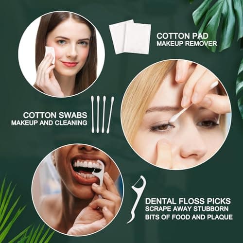 50 Pack Hotel Vanity Kit Individually Wrapped, Bulk Hotel Amenities Kit, Hospitality Set, Amenities Hotel Vanity Set Hygiene Products Include Cotton Pads, Cotton Swabs, Dental Floss Picks — view 3