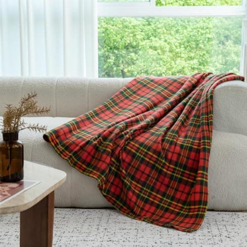 Adore Home 150x200cm Double Tartan Check Fleece Throw Blanket Red — view 4