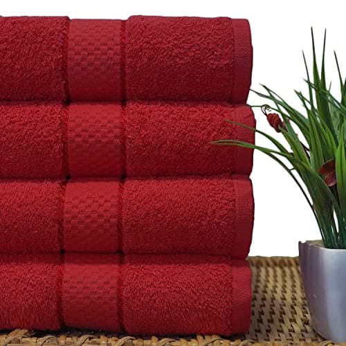 Casabella Pack of 2 Large Jumbo Bath Sheets 100% Egyptian Combed Cotton Big Beautiful Towels_Red_2pcs — view 4