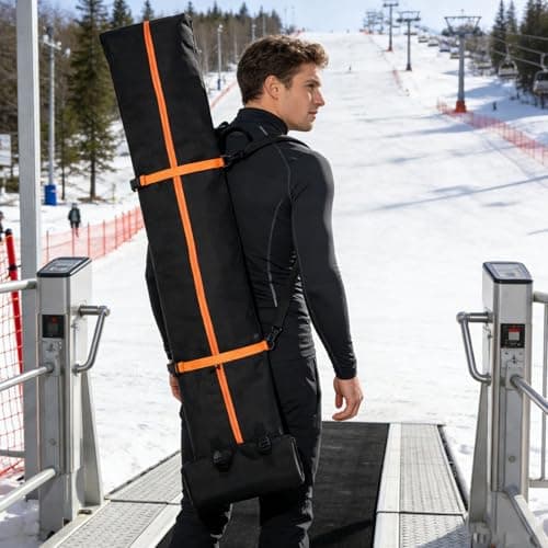 Rolling Ski Bag and Ski Boot Bag Combo, Fully Padded Snowboard Bag with Straps and Handles, Wheeled Ski Bag for Snowboards Skis Boots Jackets, Holds 2 Pairs of Skis — view 6