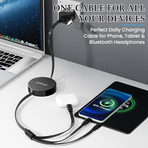 LOYCLE 6 in 1 Multi Charger Cable Retractable USB C Cable 1.1m Fast Charging – Up to 66W PD Works with 100W PD Adapter Universal Multi Device Charger for Car and Travel 2Pcs — view 2