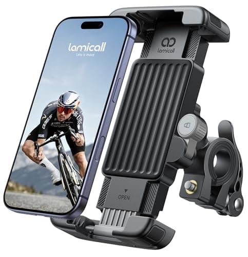 Lamicall Foldable Bike Phone Holder Bicycle - 【Quick Release Clamp】 Motorbike Phone Holder, Universal Motorcycle Handlebar Mount for iPhone 17 Pro Max 16 15 14 13, Samsung S25 Ultra, All Phones