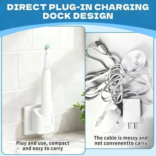 BAAQII Wall Charger for Braun Oral-B Electric Toothbrush 3757 Replacement Travel Charger Waterproof Wall Mounted Charging Base Compatible with Oral-B iO2 3 4 5 6 UK Plug — view 4