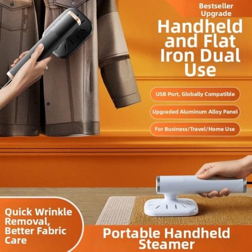 Handheld Steam Iron 20ml Tank Fast Heat Travel Aluminum Panel for mini Iron for Silk Wool Cotton Compact Travel Steamer 21.6cm Quick Heat Up 20ml Water Tank Handheld Iron Fast Heating Constant Temp(1) — view 6