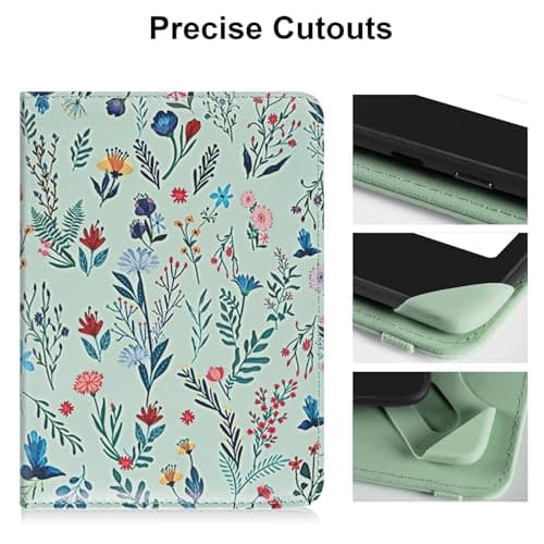 HoYiXi Universal Case for 6 inch Kindle eReader Compatible with Paperwhite(2025/2018)/PocketBook and Tolino/Kobo Clara HD,6" eReader Protective Case Cover Elastic rope,White flowers — view 4