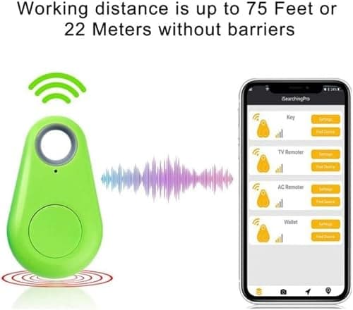 Wireless Bluetooth 4.0 Key Finder, Smart Keychain Bluetooth GPS Rechargeable Key Finder, Wireless Locator and GPS Integration, Bluetooth Tracker for Kids Phone Car Wallet Luggage Pet (Green) — view 4