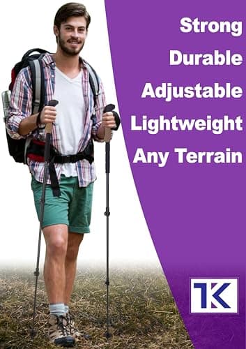 TITANKARE Trekking Walking Hiking Poles - Collapsible, Lightweight, Shock-Absorbent Nordic Hiking Trekking Poles with Cork Grips for Men, Women & Seniors, Flip Locks, All Terrain Tips & Bag - Elite — view 5